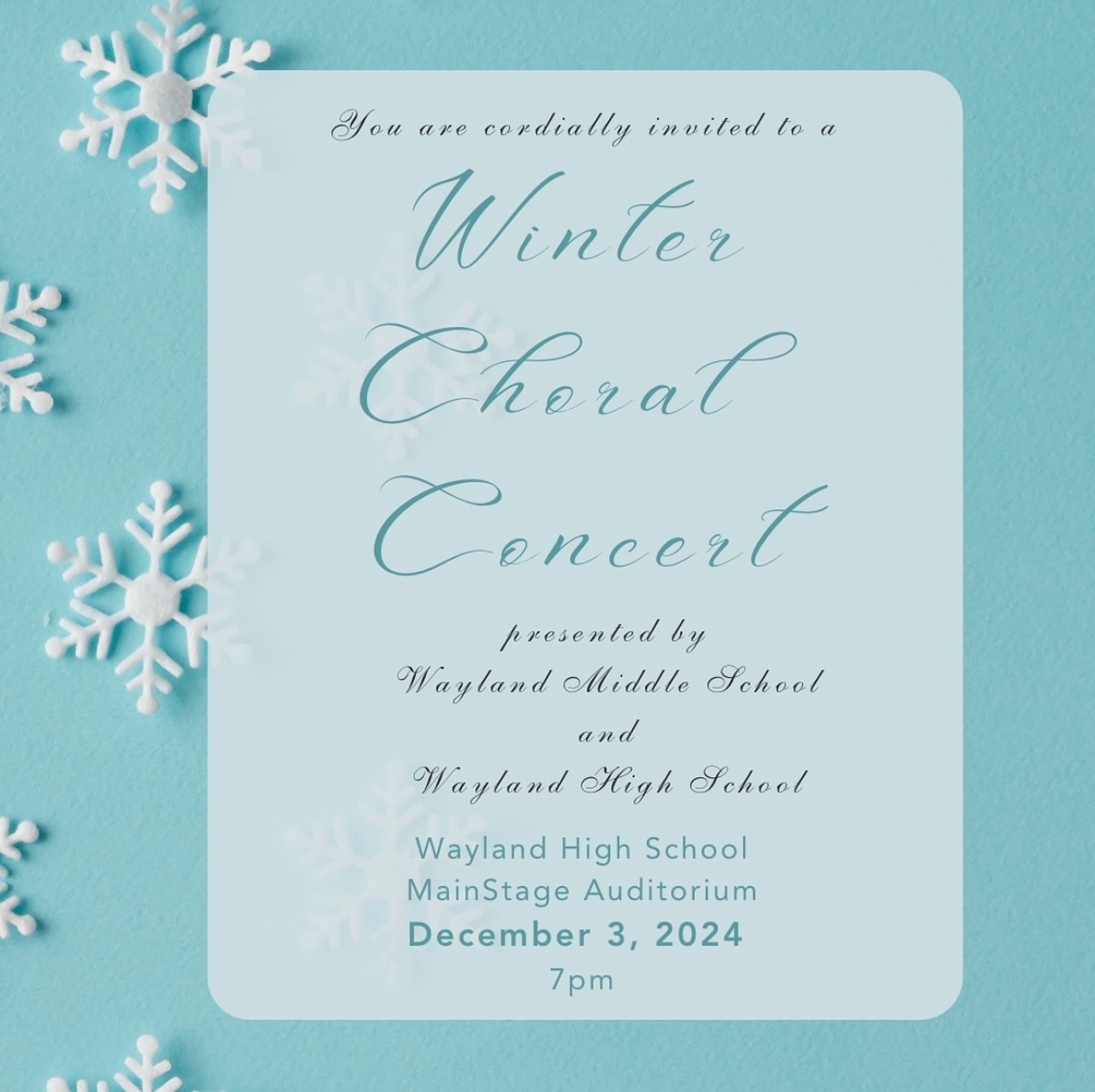 Winter Choral Concert – Tuesday, December 3rd