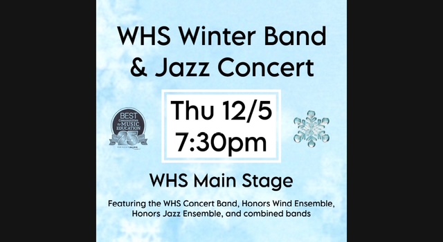 Winter Band & Jazz Concert – Thursday, December 3rd